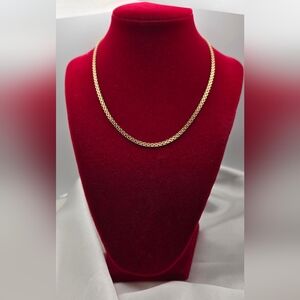 Elegant Italian Yellow Gold Over Sterling Silver Bismark Chain Necklace